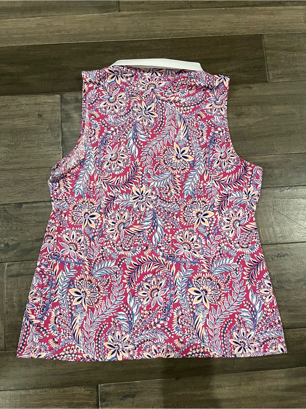 Tommy Bahama Pink Floral V-Neck Sleeveless Polo Tank - Picture 4 of 4